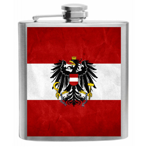 Austria Flag Stainless Steel Hip Flask 6oz Gift