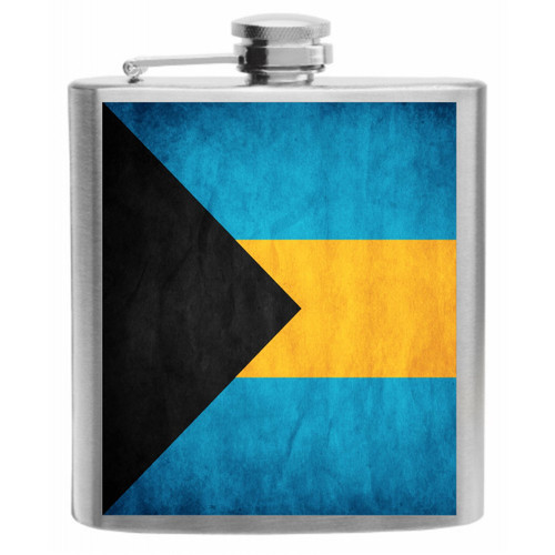 Bahamas Flag Stainless Steel Hip Flask 6oz Gift