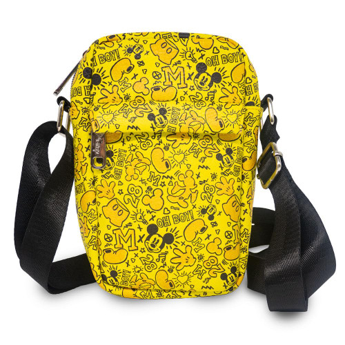 Disney Bag, Cross Body, Mickey Mouse Icon Doodles Collage, Yellows, Vegan Leather
