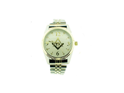 Captain Bling Masonic/Free Mason Watch, Premium Quality, with Stainless Steel Band,Comes with Collectible Masonic Watch Box WM 980 2 Tone