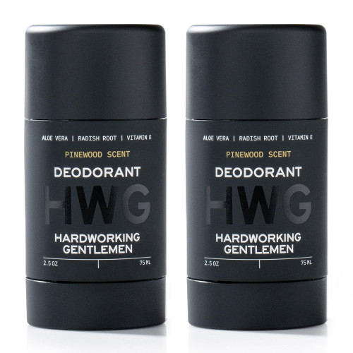 Hardworking Gentlemen - Mens Fresh Body Deodorant Stick - All Natural Organic Ingredients including Vitamin E and Aloe Leaf - Made in USA (Natural Pinewood 2 Pack)