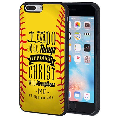 iPhone 7 Plus Case,AIRWEE Slim Anti-Scratch Shockproof Silicone TPU Back Protective Cover Case for iPhone 7 Plus 5.5 Inch,Philippians 4:13 Softball Baseball Basketball Christian