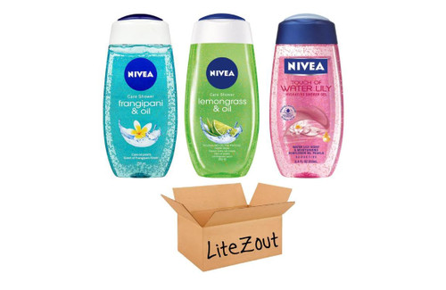 LiteZout Nivea Shower Gel Variety Set of 3, includes Waterlily&Oil, Frangipani&Oil, Lemongrass&Oil, 250ml each