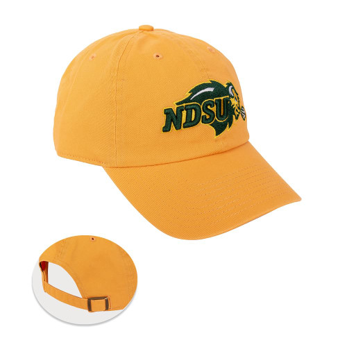 North Dakota State University Baseball Hat Bison NDSU NDState Brimmed Embroirderd Hats Cap Adjustable Cloth Strap Adult (Style B) Yellow
