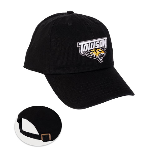 Towson University Baseball Hat TU Tigers Brimmed Embroirderd Hats Cap Adjustable Cloth Strap Adult (Style A) Black