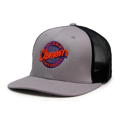 Clemson University Tigers Trucker Hat Grey and Black Mesh Trucker Cap