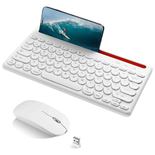 UrbanX Compact Rechargeable Wireless Multi-Device Bluetooth Keyboard and Mouse Combo with Bracket for HP Stream Laptop Supports Windows, macOS, iPadOS, Android, PC, Mac, Laptop, Smartphone, Tablet