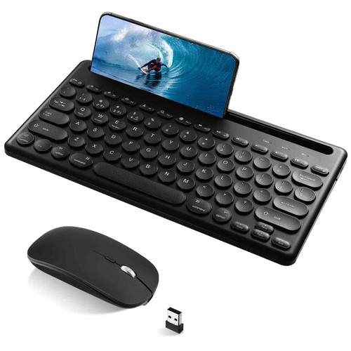 UrbanX Compact Rechargeable Wireless Multi-Device Bluetooth Keyboard and Mouse Combo with Bracket for MSI GF63 Laptop Supports Windows, macOS, iPadOS, Android, PC, Mac, Laptop, Smartphone, Tablet