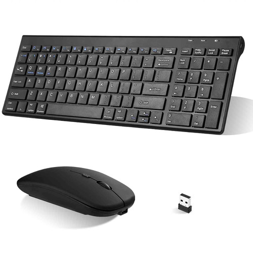 Rechargeable Wireless Keyboard Mouse, UrbanX Slim Thin Low Profile Keyboard and Mouse Combo with Numeric Keypad Silent Keys for Magic4 Pro - Black