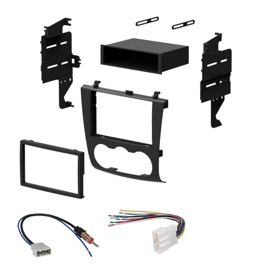 Double DIN Car Stereo Radio Installation Dash Kit with Pocket for 2007 2008 2009 2010 2011 Nissan Altima (Dash Kit + Wiring Harness + Antenna Adapter)