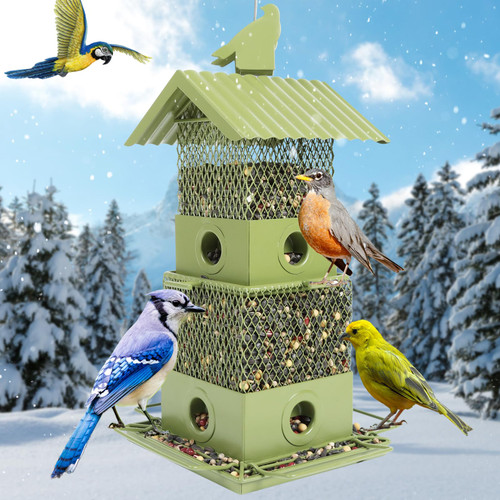 Bird Feeders,Squirrel Proof Bird Feeder for Outdoors Hanging, 6.2lbs Large Capacity,Outside Wild Metal Bird Feeder for Finch Cardinal Chickadee Blue Jay
