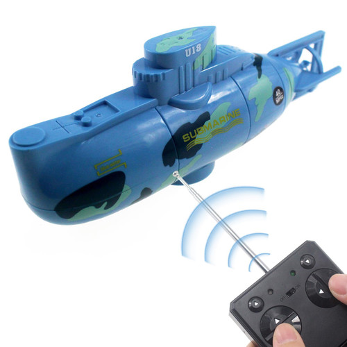 Tipmant Mini RC Submarine Toy Radio Remote Control Boat Electric Diving for Fish Tank Water Underwater Kids Gift Blue