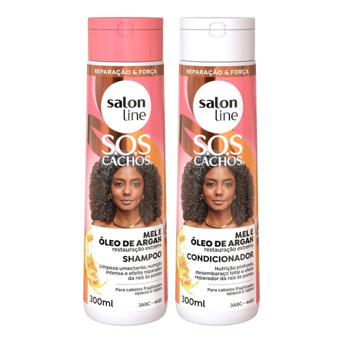 Salon Line - Linha SOS Cachos (Mel e Oleo de Argan) - Kit Shampoo e Condicionador (2 x 300 Ml) - (SOS Curls (Honey and Argan Oil) Collection - Shampoo and Conditioner Set (2 x 10.14 Fl Oz))