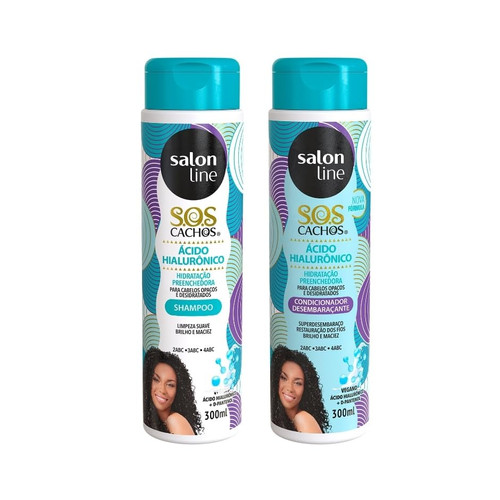 Salon Line - Linha SOS Cachos (Acido Hilauronico) - Kit Shampoo e Condicionador (2 x 300 Ml) - (SOS Curls (Hylauronic Acid) Collection - Shampoo and Conditioner Set (2 x 10.14 Fl Oz))