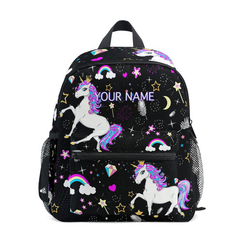ODAWA Custom Backpack for Girls, Personalized Backpack with Name/Text, Customization Unicorn Rainbow Star Kindergarten Children Bag