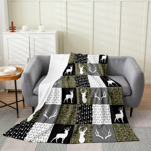 All Season Cute Deer Bed Blanket,Camo Deer Hunting Flannel Fleece Throw Blanket Animals Theme Fuzzy Blanket for Boys Girls,Microfiber Elk Antlers Green Plush Blanket Room Decor Throw 50"x60" All Season Cute Deer Bed Blanket,Camo Deer Hunting Flannel Fleece Throw Blanket Animals Theme Fuzzy Blanket for Boys Girls,Microfiber Elk Antlers Green Plush Blanket Room Decor Throw 50"x60"