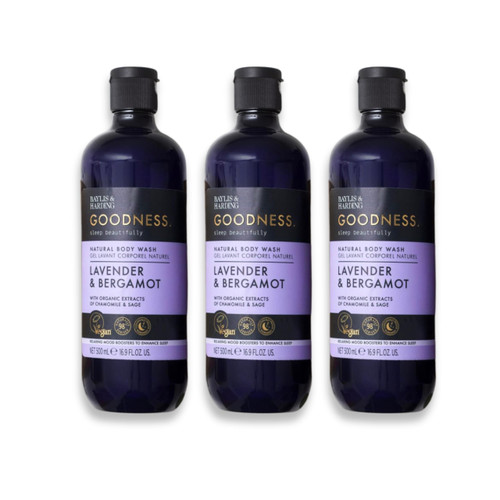 Baylis & Harding Goodness Body Wash | Lavender & Bergamot | Luxury Bath Wash with Relaxing Mood Boosters to Enhance Sleep | Natural Essential Oils, Dermatologist Approved, Vegan | 3 Pack Baylis & Harding Goodness Body Wash | Lavender & Bergamot | Luxury Bath Wash with Relaxing Mood Boosters to Enhance Sleep | Natural Essential Oils, Dermatologist Approved, Vegan | 3 Pack
