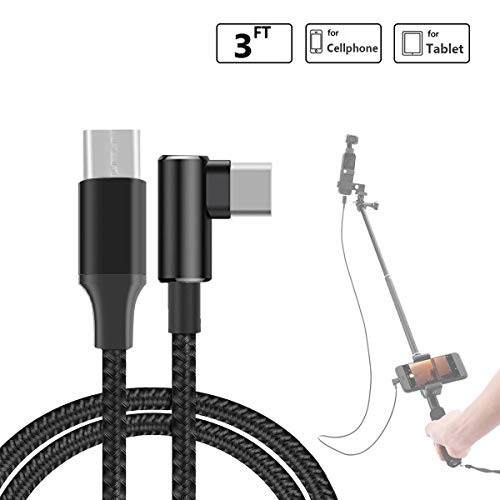 O'woda OSMO Pocket Data Cable Type C to Type C OTG Cord 3ft Nylon Braided 90 Degree Connector for DJI OSMO Pocket