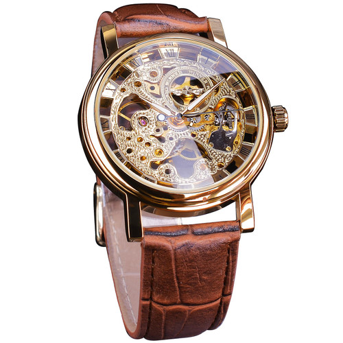 FORSINING Men's Automatic Wrist Mechanical Watches Golden Design Limited Luxury Carved Dial Mechanical Watch for Men