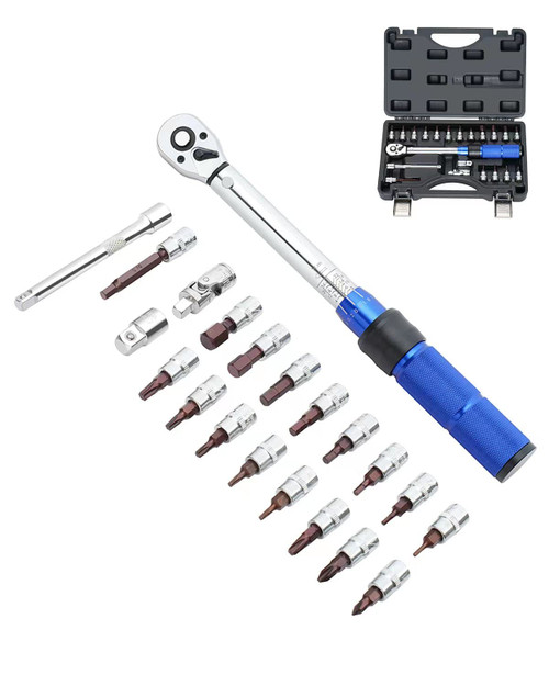 ROTATION 1/4-inch Drive Click Torque Wrench Set Dual-Direction Adjustable 72-tooth Torque Wrench with Buckle (2-24Nm) ROTATION 1/4-inch Drive Click Torque Wrench Set Dual-Direction Adjustable 72-tooth Torque Wrench with Buckle (2-24Nm)