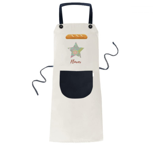 MCJS Green Flower Paint Kitchen Apron Pocket Strap Bib Cooking Chef