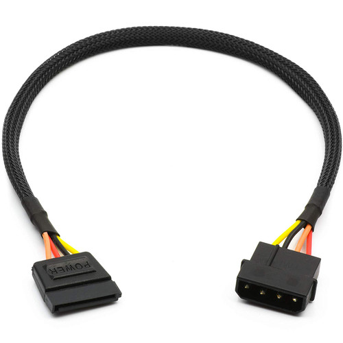 CRJ 4-Pin Male Molex to 15-Pin Female SATA Power 12' Sleeved Adapter Cable