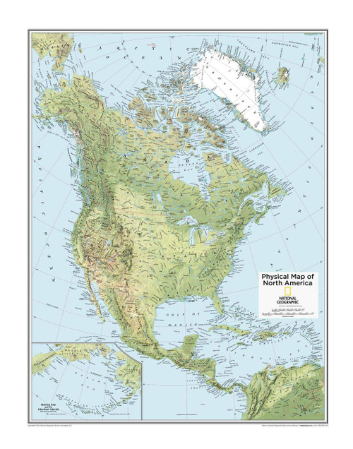National Geographic: North America Physical Wall Map - 22 x 28 inches - Laminated