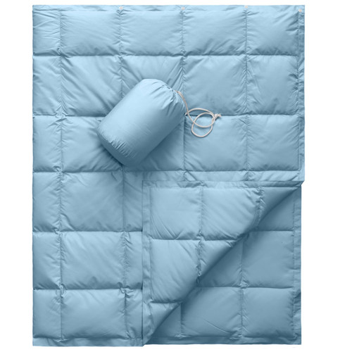 zZFocus Down Camping Blanket,Puffy Down Blanket Packable Lightweight Down Throw Quilt Water-Resistant Outdoor Travel Blanket for Camping,Hiking,Stadium,Picnic,Car 35x59''Blue