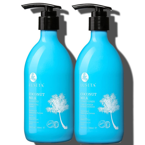 L LUSETA Coconut Milk Shampoo & Conditioner, Nourishing & Moisturizing Hair, Sulfate & Paraben Free, Keratin & Color Safe, 16.9oz Each L LUSETA Coconut Milk Shampoo & Conditioner, Nourishing & Moisturizing Hair, Sulfate & Paraben Free, Keratin & Color Safe, 16.9oz Each