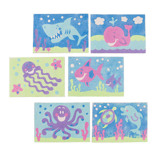 Fun Express Ocean Animal Sand Art Set - Makes 24 - Educational and Learning Activities for Kids