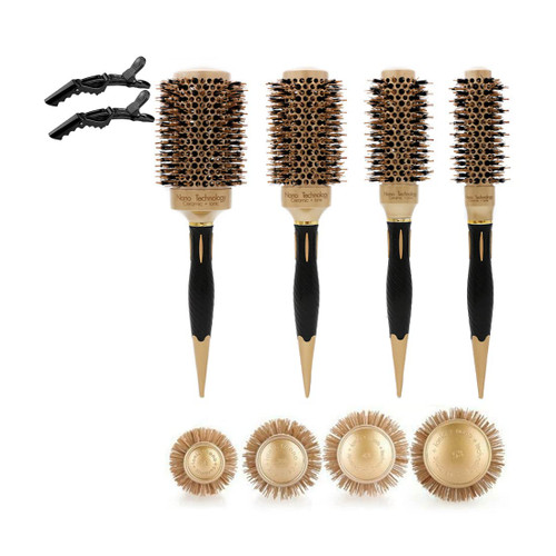 Round Brush Set for Blow Drying, Professional Hair Styling Brush, Thermal Durable Thermal aluminium Barrel Round Curling Brush Boar Bristle Round Hair Brush for Women (Boar Bristle comb)