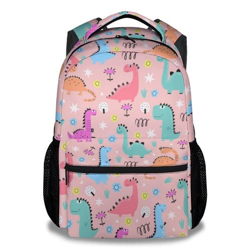 Eccustomized Girls Dinosaur Backpack - 16 Inches Cute Backpacks for School, Pink Durable Bookbag for Middle School