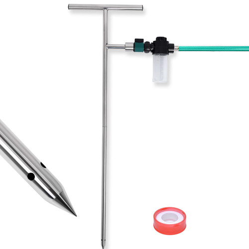 Deep Root Watering Tool with Fertilizer Dispenser, Root Feeder Tree Watering Spike for Plants, Bushes, Shrubs with Shut Off Valve T-Handle, Deep Root Irrigator Made of Stainless Steel