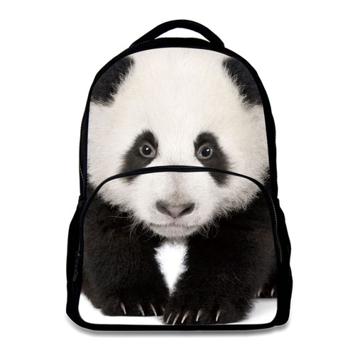 Animal Backpack Panda School Bag 3D Printing 17 Inch For Man/Kid/Girl/Boy/Woman Black Cool Design Casual Daypack