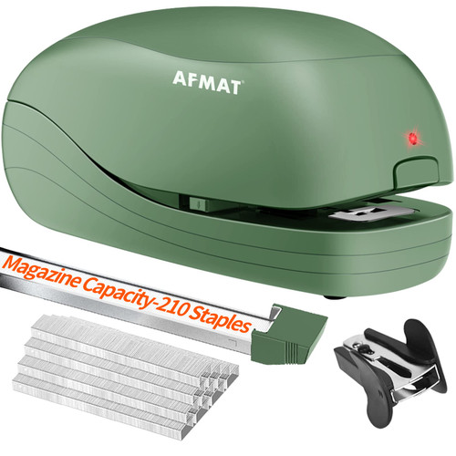 Electric Stapler, Automatic Stapler for Desk, Electric Stapler Desktop, AC or Battery Powered Stapler Heavy Duty, with Reload Reminder & Release Button, 25 Sheets Capacity, Green