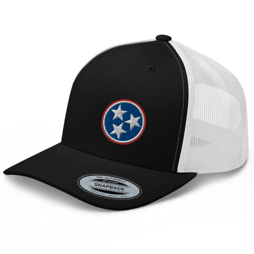 RIVEMUG Tennessee Rep Your State Trucker Hat Tri Star Embroidered Snapback Hat Mesh Baseball Cap for Men and Women Black/White RIVEMUG Tennessee Rep Your State Trucker Hat Tri Star Embroidered Snapback Hat Mesh Baseball Cap for Men and Women Black/White