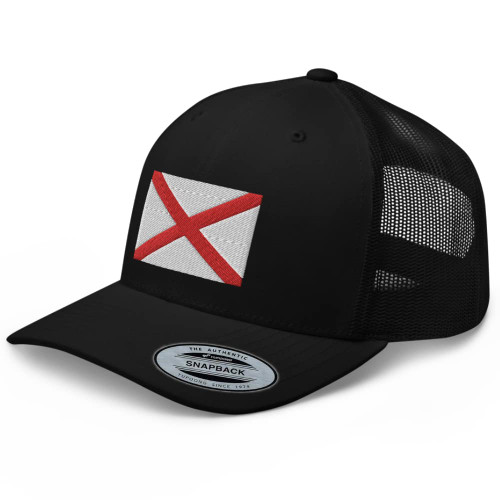 RIVEMUG Alabama Rep Your State Trucker Hat Embroidered State Flag Snapback Basebal Cap Men Women Black