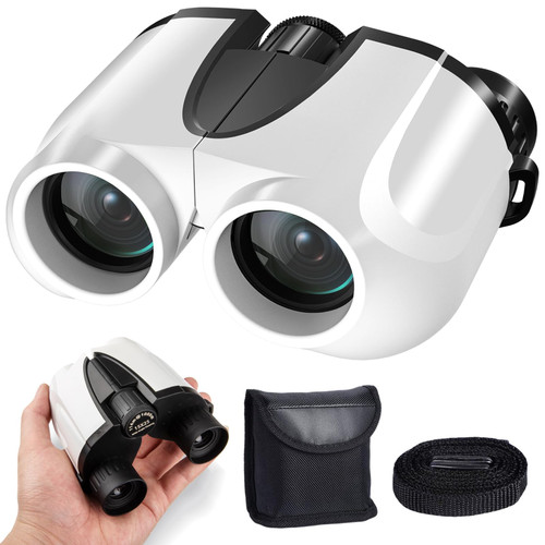 YUANZIMOO 15x25 Binoculars for Adults and Kids High Powered Binoculars Waterproof Compact Binoculars with Low Light Night Vision for Hunting Outdoor Sports Concerts and Bird Watching White
