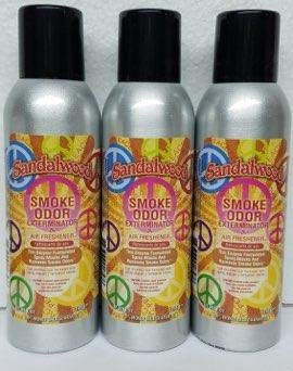 Smoke Odor Exterminator 198 gm/ 7 oz Large Spray Sandalwood Set of Three Cans.