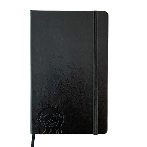 A5 Hardcover Cavoodle Notebook - PU Leather, 100gsm Lined Pages, Bookmark, Notebook or Journal (Black)