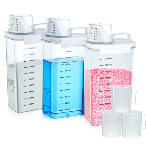 3 Packs Liquid Laundry Detergent Dispenser, Conworld 78 oz Laundry Soap Dispenser, Laundry Room Organization and Storage, Powder Detergent Container for Scent Beads,Fabric Softener