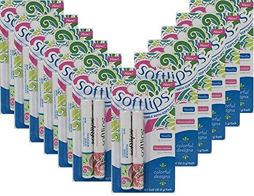 SoftLips Vanilla and Watermelon Combo Pack Lip Protectant SPF 20! Lip Balm Moisturizer and Conditioner! (12 Pack)