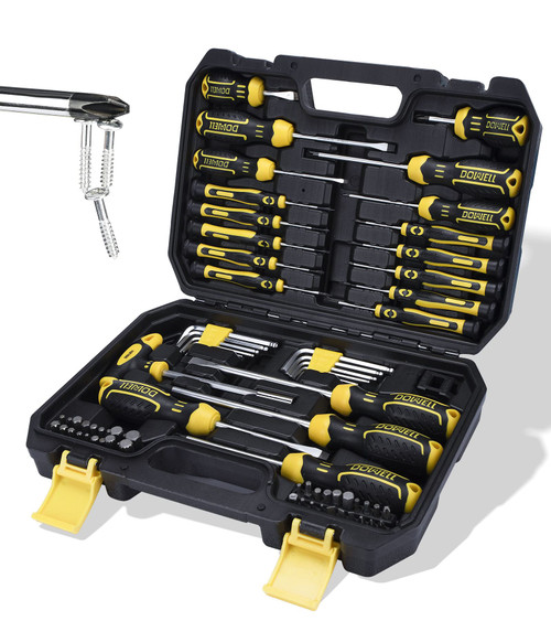 DOWELL Magnetic Screwdriver Set Slotted/Phillips/Torx 108-Piece Stubby Screwdriver Mini Precision Screwdriver Bits Set Hex Key Set Magnetizer Tool Kit for Repair Craft