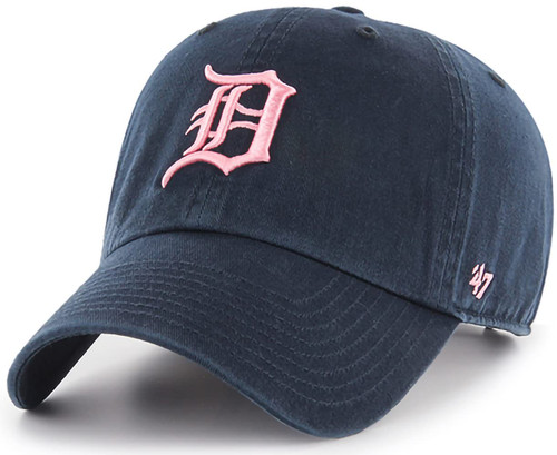 '47 MLB Navy Pink Clean Up Adjustable Hat Cap, Adult One Size (Detroit Tigers Navy Pink) '47 MLB Navy Pink Clean Up Adjustable Hat Cap, Adult One Size (Detroit Tigers Navy Pink)