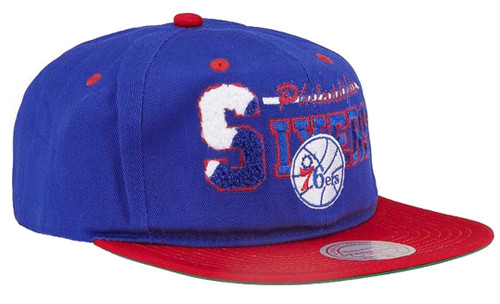Mitchell & Ness Philadelphia 76ers Varsity Letter Low Crown Snapback Adjustable Hat Cap - Team Colors