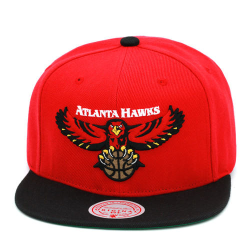 Mitchell & Ness Atlanta Hawks Core Basic Snapback Hat Adjustable Cap - Red/Black/Hardwood Classics Mitchell & Ness Atlanta Hawks Core Basic Snapback Hat Adjustable Cap - Red/Black/Hardwood Classics