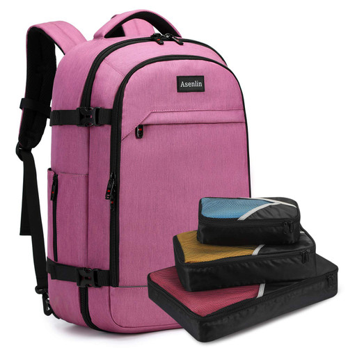 Asenlin 40L Travel Backpack for Women Men?17 Inch Laptop Backpack Flight Approved Luggage Carry On Water Resistant Computer Backpack for Weekender Overnight Large Daypack Pink Asenlin 40L Travel Backpack for Women Men?17 Inch Laptop Backpack Flight Approved Luggage Carry On Water Resistant Computer Backpack for Weekender Overnight Large Daypack Pink