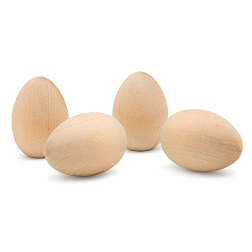 2.5" x 1-3/4" Unpainted Wooden Eggs, Bag of 6 Unfinished Flat Bottom Wooden Easter Craft Eggs, Display, Smooth, Ready to Paint and Decorate, Unpainted Craft Eggs 2-1/2 inch x 1-3/4 inch.