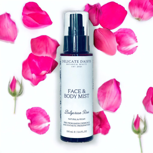 Delicate Daisys Botanical Beauty Bulgarian Damask Rose & Floral Water Face, Hair & Body Mist Spray 3.4 fl oz Delicate Daisys Botanical Beauty Bulgarian Damask Rose & Floral Water Face, Hair & Body Mist Spray 3.4 fl oz