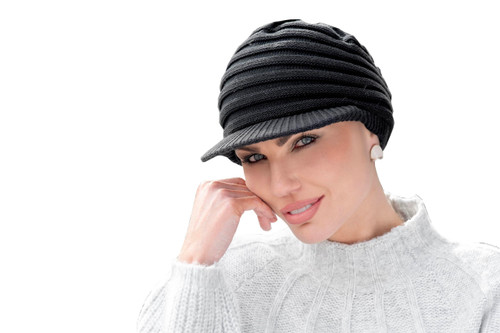 MASUMI Chemo Headwear - Evelyn Winter Hat | Cancer Headwear for Women with Hair Loss | Alopecia Hats | Unisex | 50% Wool (Black) MASUMI Chemo Headwear - Evelyn Winter Hat | Cancer Headwear for Women with Hair Loss | Alopecia Hats | Unisex | 50% Wool (Black)